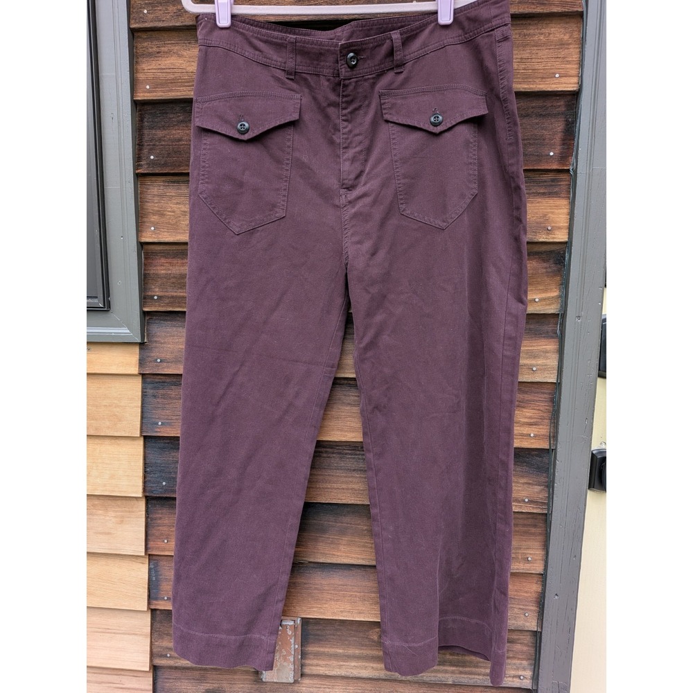 Sundance Wine Plum Wide Leg Crop 16 Utility Style 100% Cotton Pants New